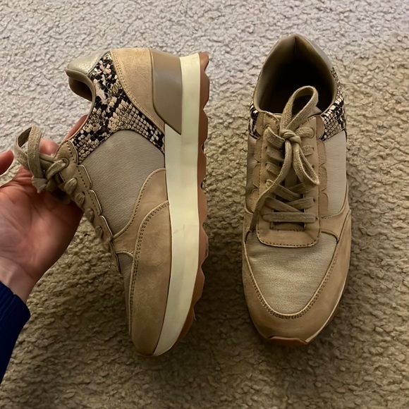 ZARA Cream platform snake print sneakers
